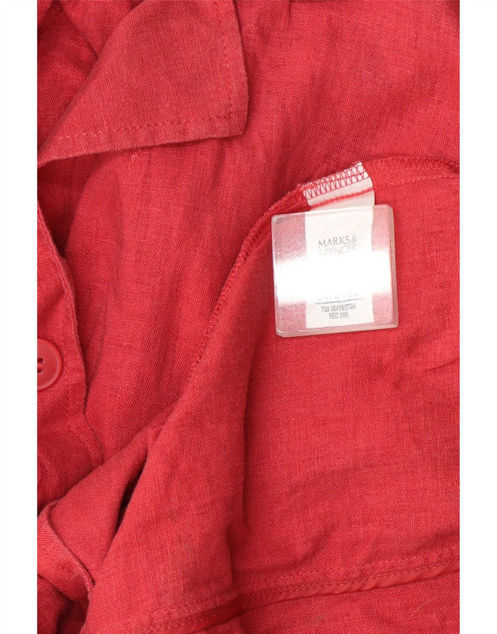 Marks & Spencer Dame 3 Button Blazer Jacket UK 16 Large Red Linen