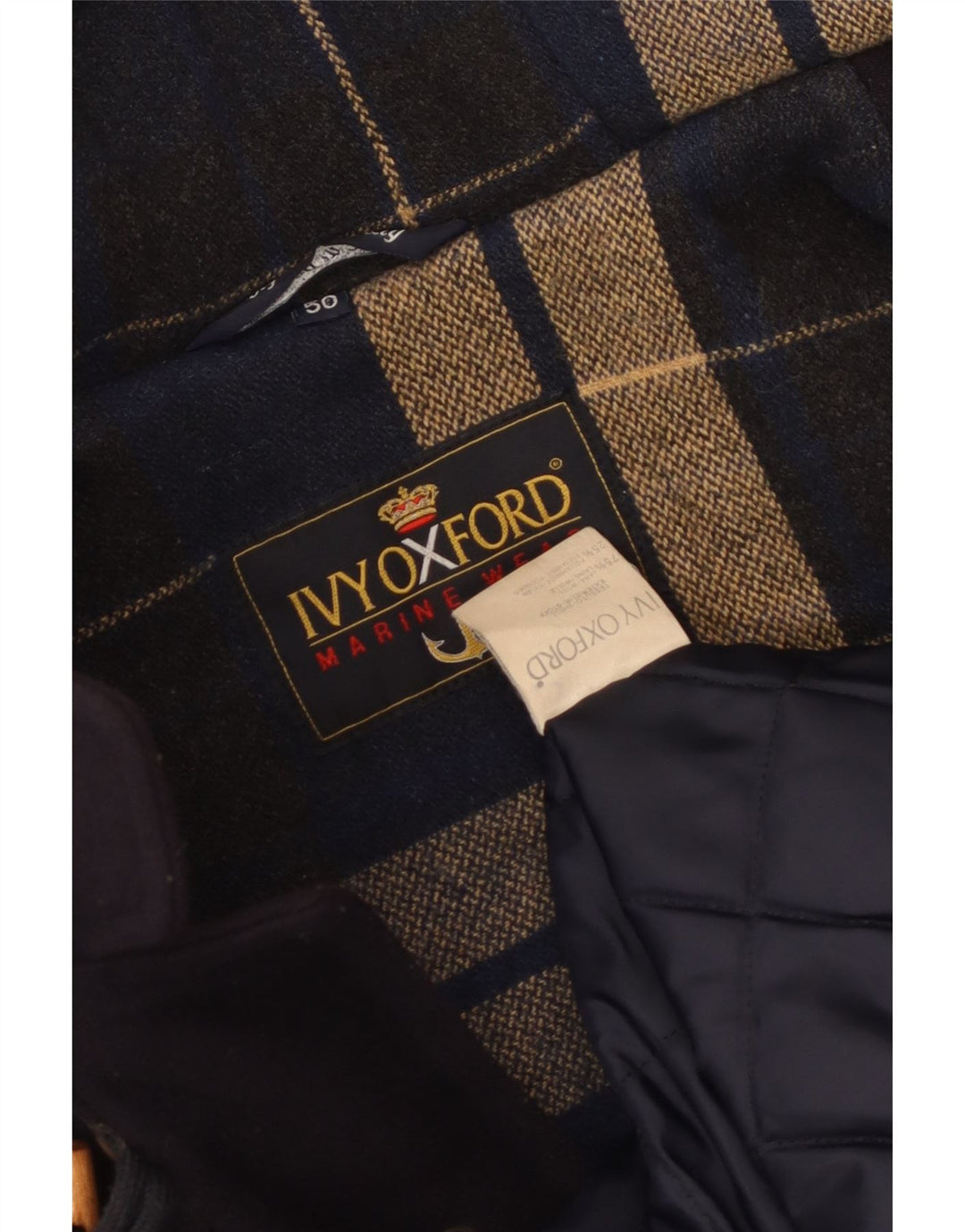 Ivy Oxford Herre Hooded Duffle Coat IT 50 Large Navy Blue Wool