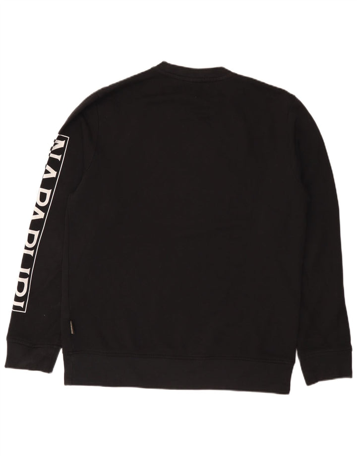 Napapijri Herre Grafisk Sweatshirt Jumper Medium Sort Bomuld