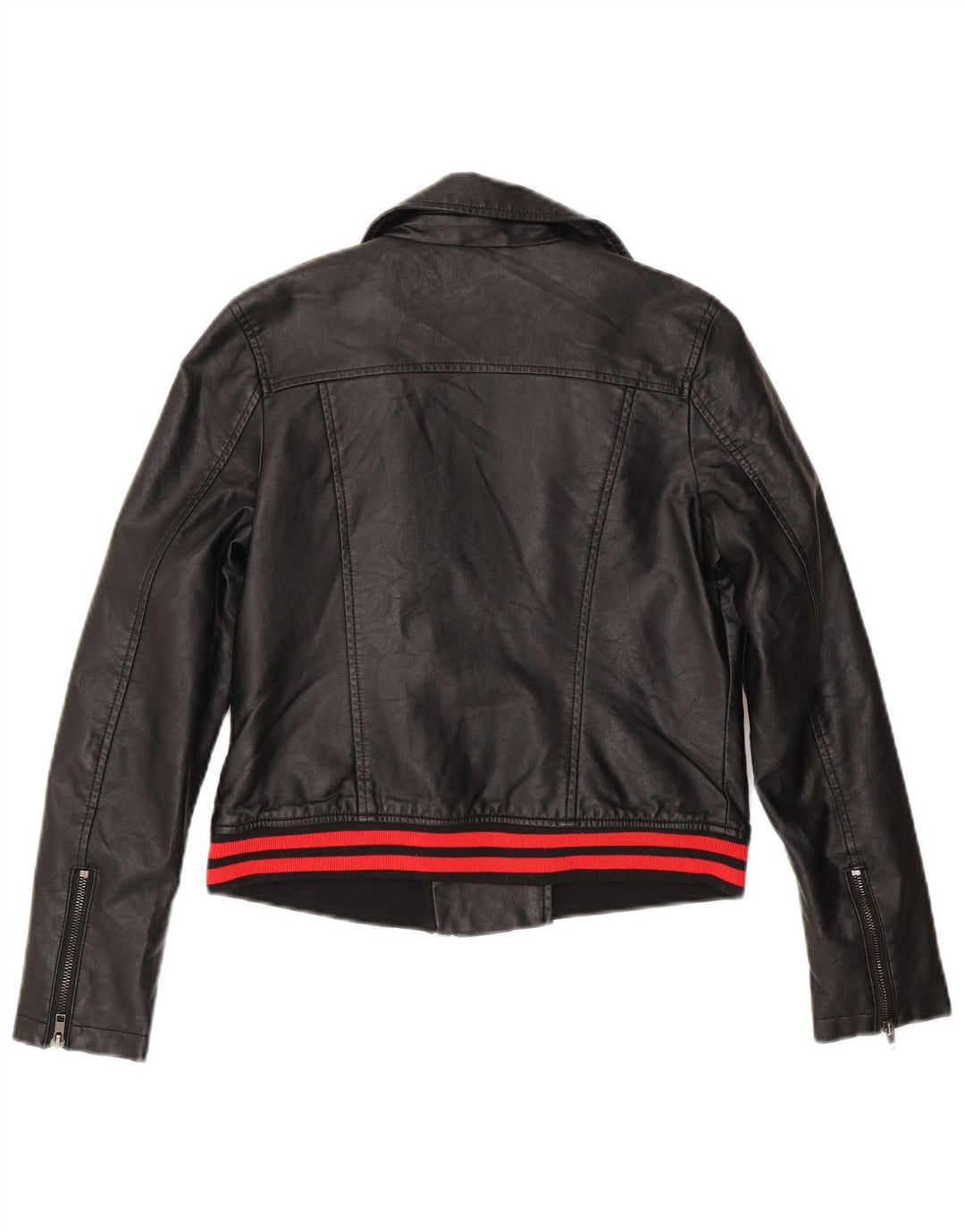 Von Dutch Womens Faux Læder Biker Jacket UK 10 Small Black Polyurethane
