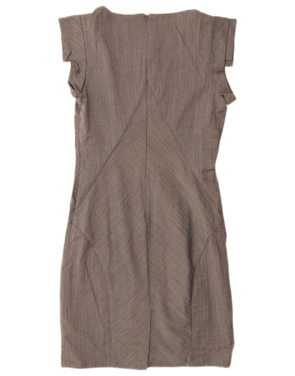 TED BAKER Womens Sleeveless Sheath Dress Size 2 Small Grey Herringbone