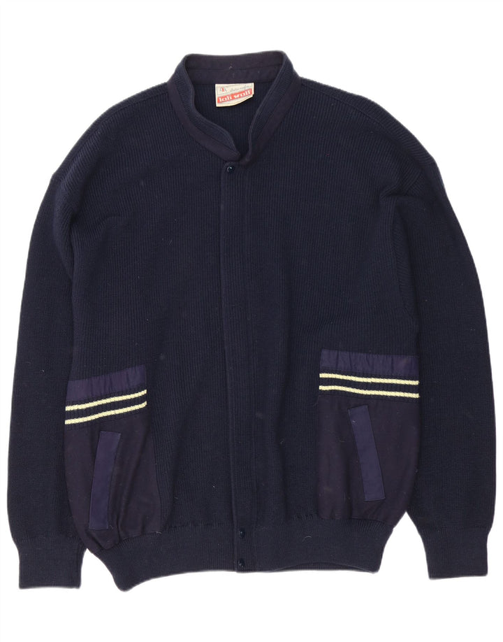 Loli Wolf Herre Regular Fit Cardigan Sweater Medium Navy Blue Uld
