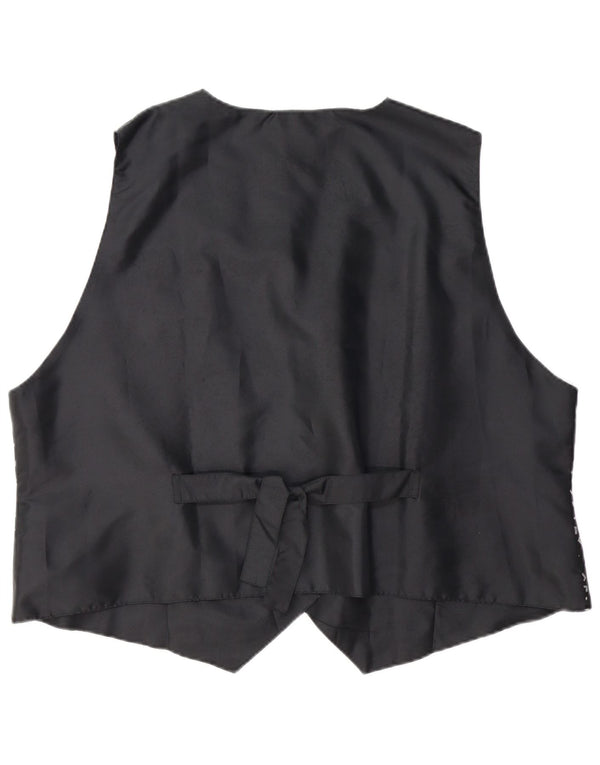 Vintage damevest UK 26/28 5XL sort geometrisk viskose