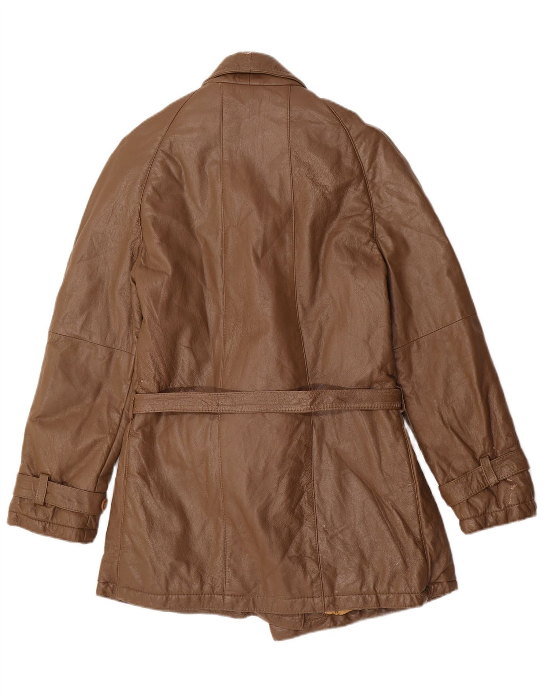 Vintage dame militær læderfrakke UK 14 medium brun