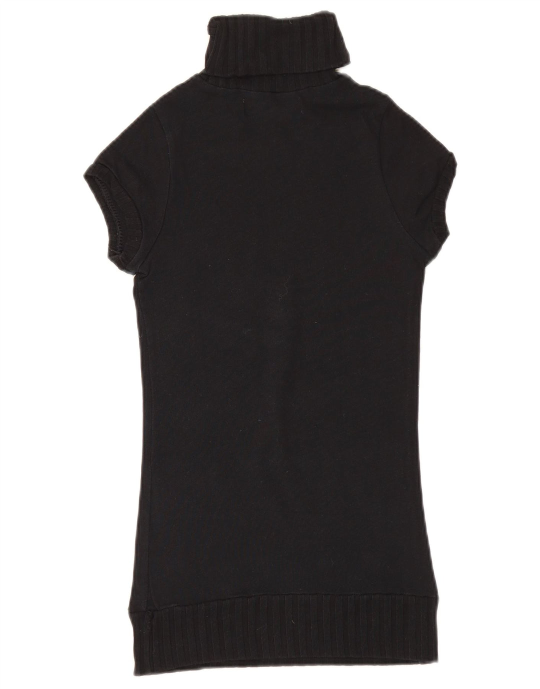 Zara Dame Kortærmet Button Neck Jumper Sweater UK 8 Small Black