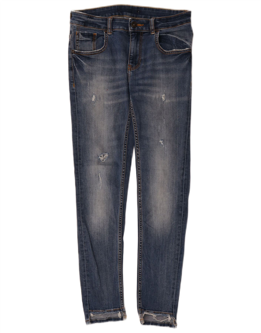Zara Dame Distressed Skinny Jeans W28 L27 Blå