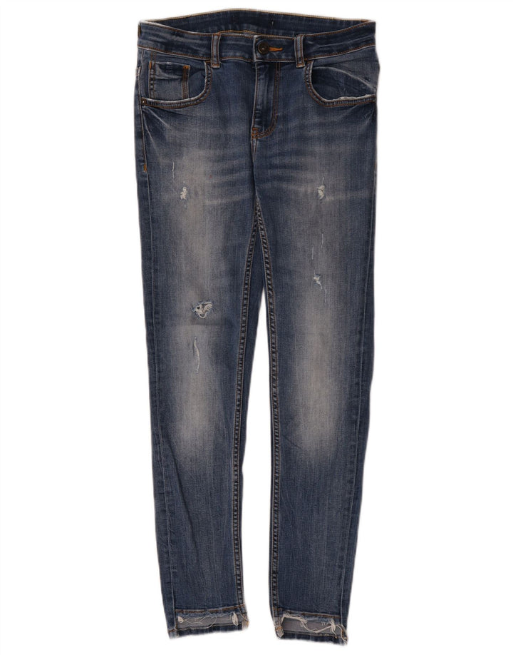 Zara Dame Distressed Skinny Jeans W28 L27 Blå