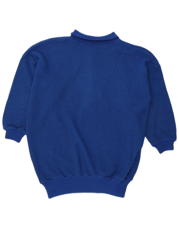 Vintage Womens Oversized Polo Neck Jumper Sweater UK 10 Small Blue Acryl
