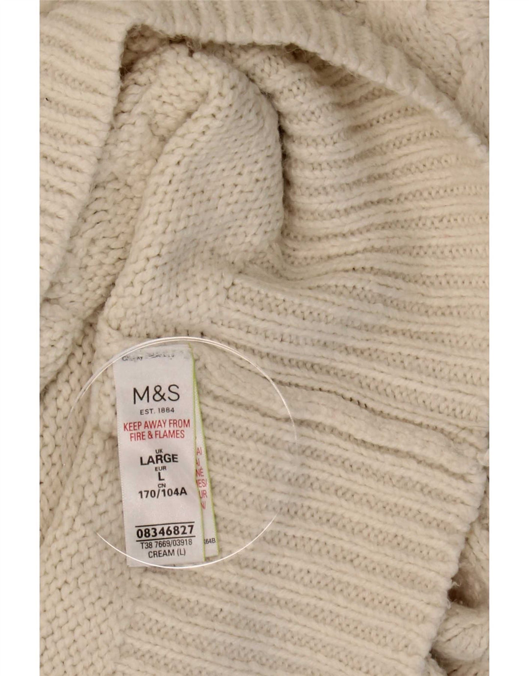 Marks & Spencer Dame Turtle Neck Jumper Sweater UK 16 Stor Beige Akryl