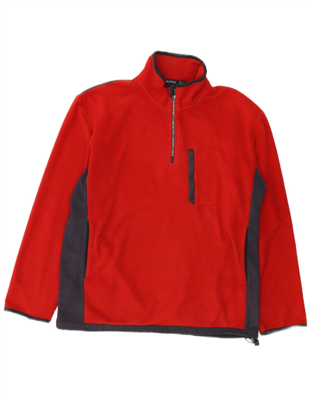 Nautica Herre lynlås-hals Fleece Jumper Large Rød Colourblock Polyester