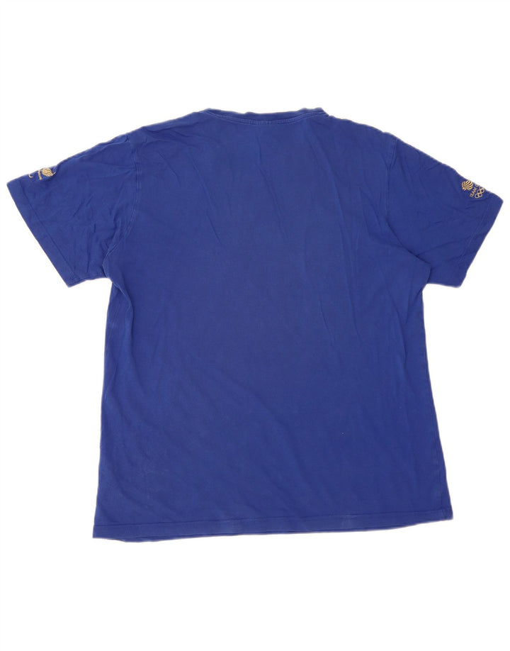 Adidas Grafisk T-shirt top mellemblå bomuld til mænd