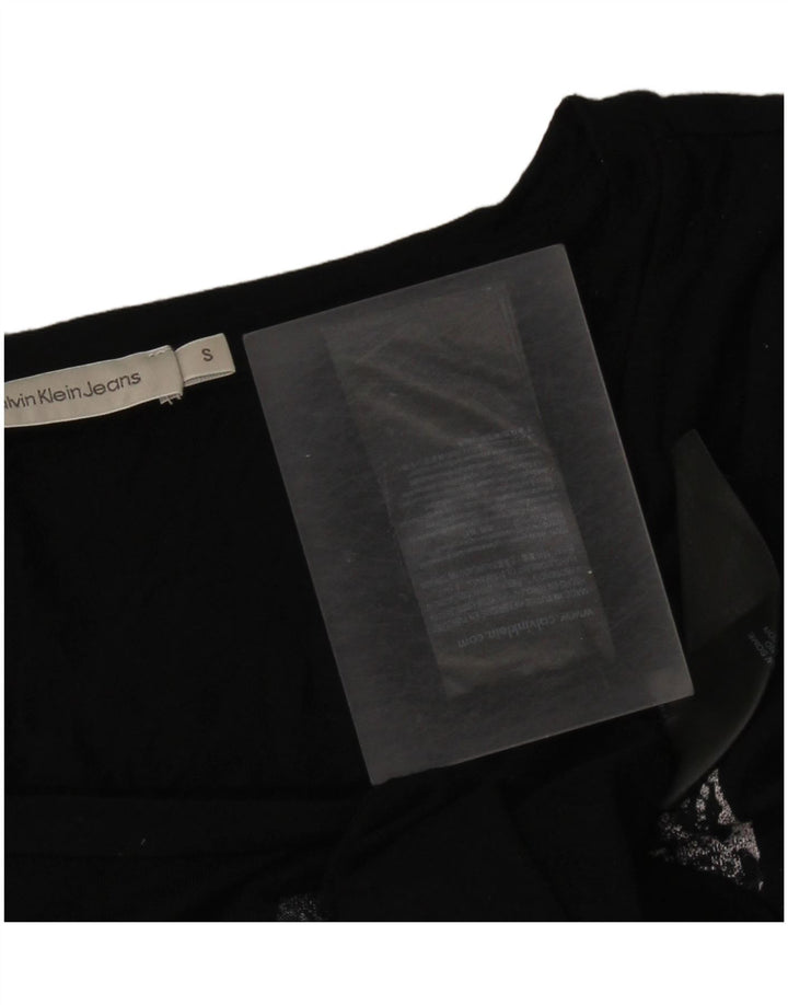 Calvin Klein Dame Grafisk T-Shirt Top UK 10 Small Black Viscose