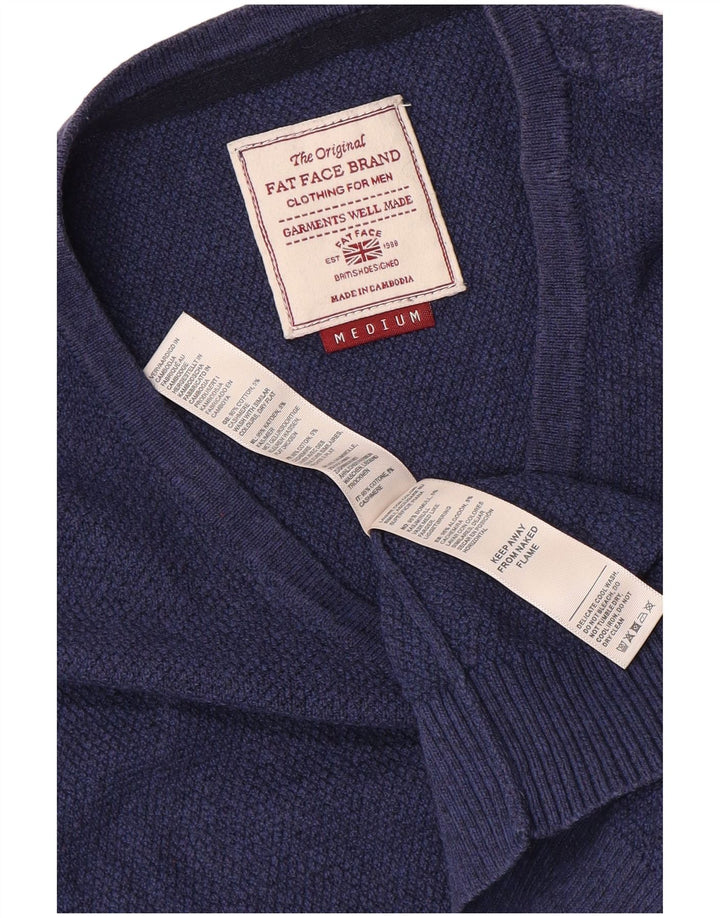 Fat Face Herre V-hals sweater Medium Blue Bomuld