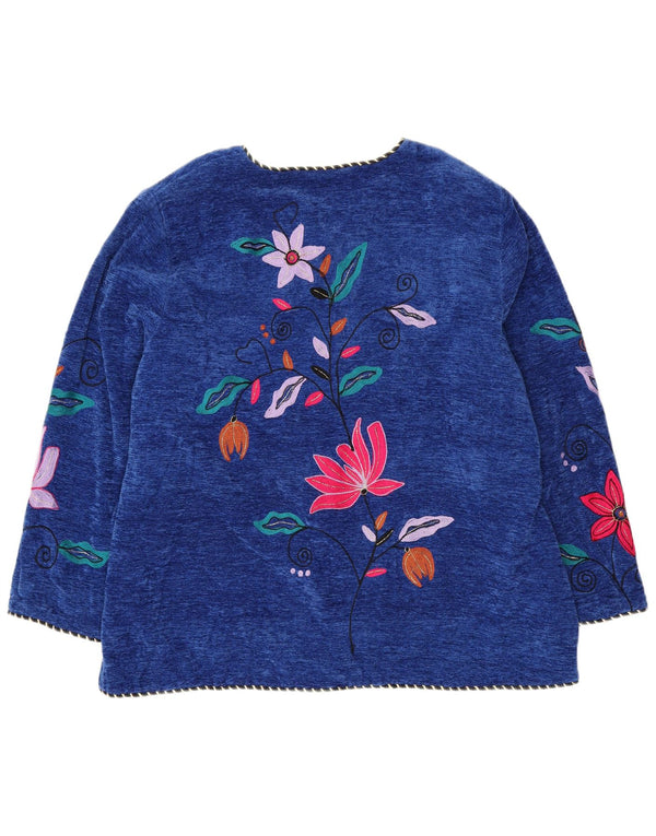 INDIGO MOON Dame cardigan sweater EU 42 4XL Blue Floral