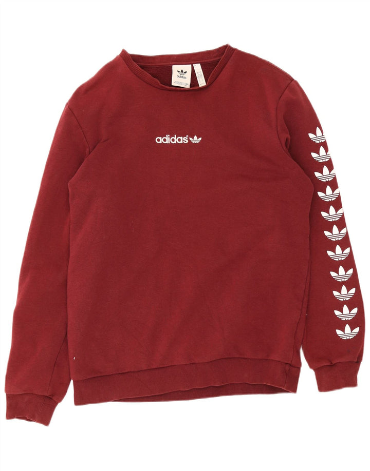Adidas grafisk sweatshirt til mænd, stor rødbrun bomuld