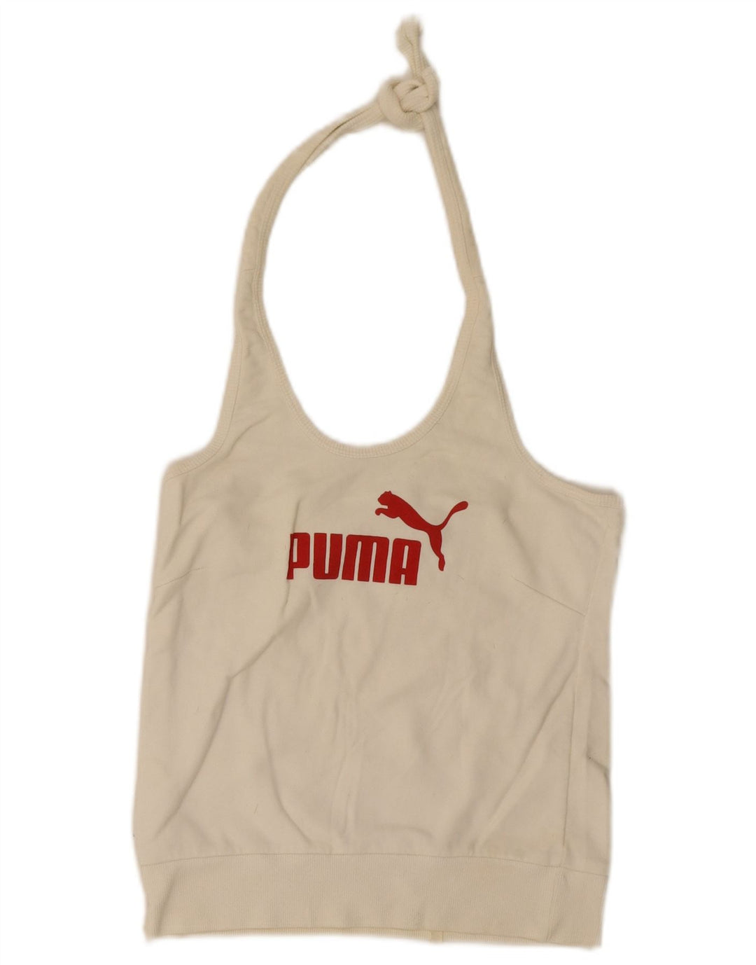 Puma Dame Grafisk Crop Halter Top UK 16 Large Off White