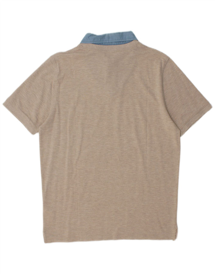 Alpha Massimo Rebecchi Rugby Polo Shirt til mænd IT 52 Stor Beige Colourblock