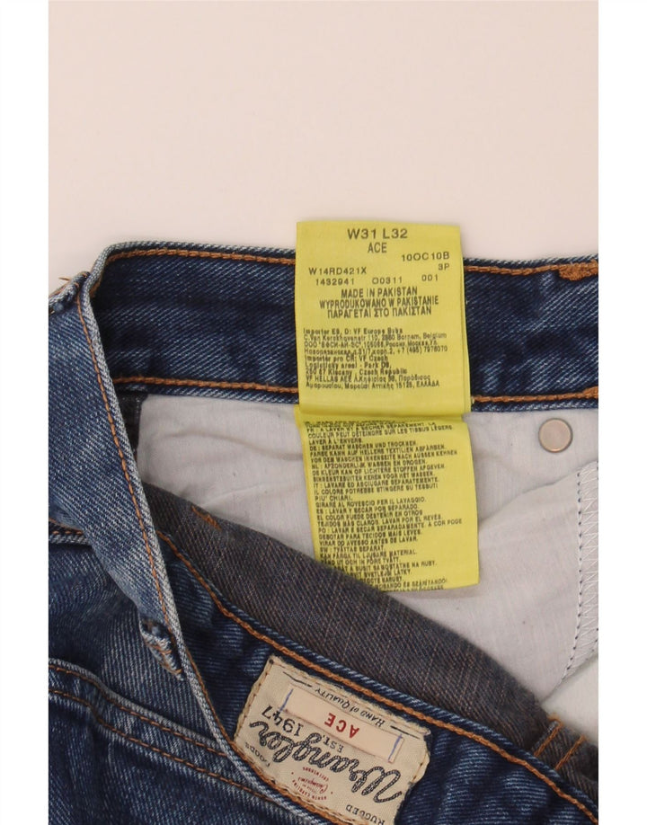 WRANGLER Mens Ace Straight Jeans W31 L32 Blue Cotton