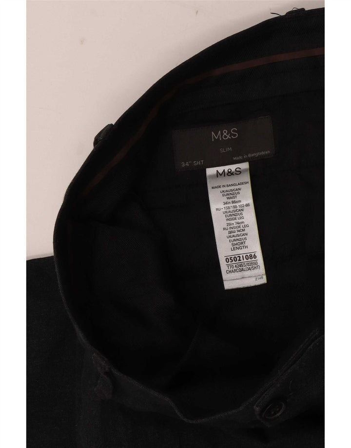 Marks & Spencer Herre Slim Suit Bukser W34 L29 Grå Polyester