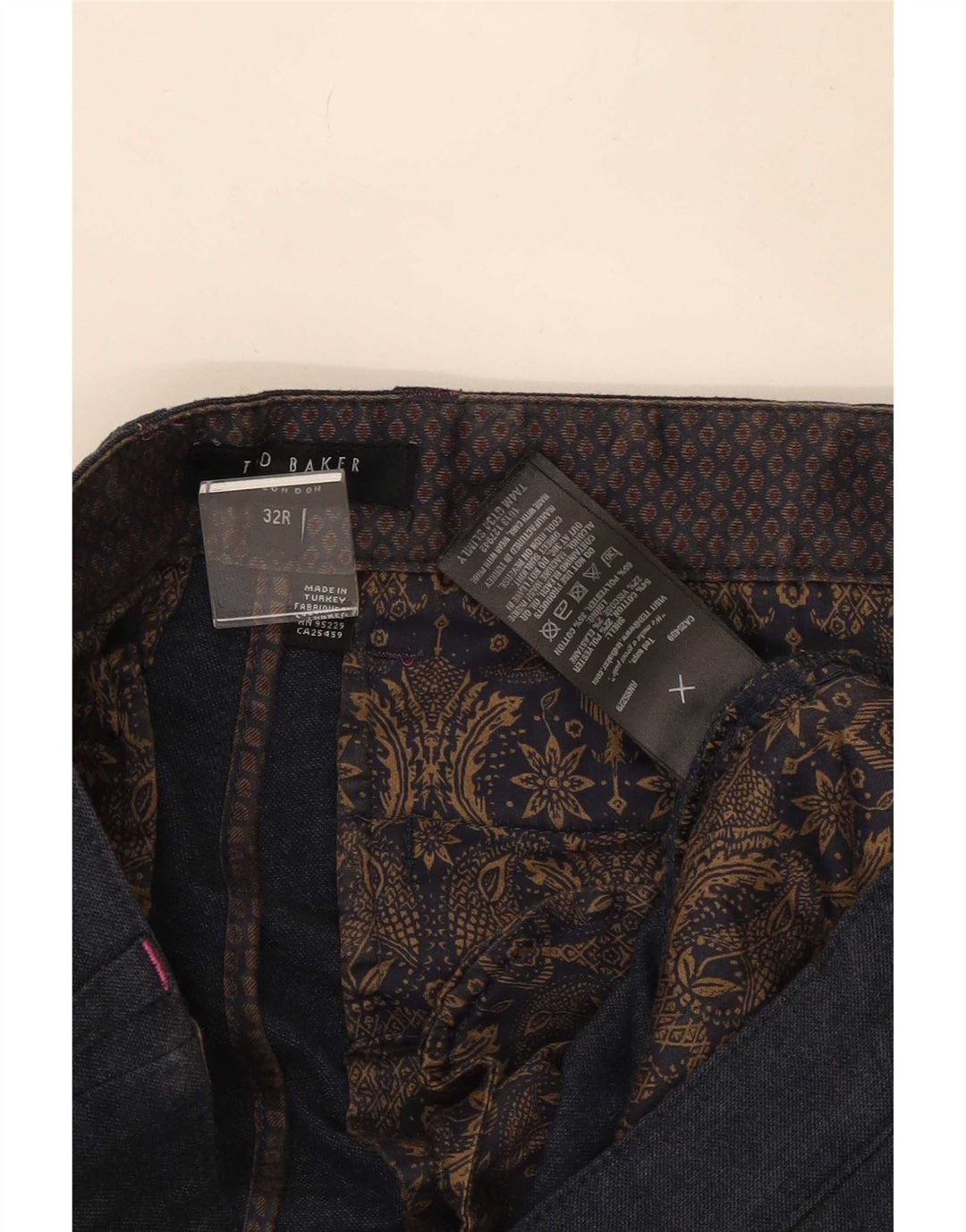Ted Baker Herre lige jakkesæt bukser W32 L30 Marineblå bomuld