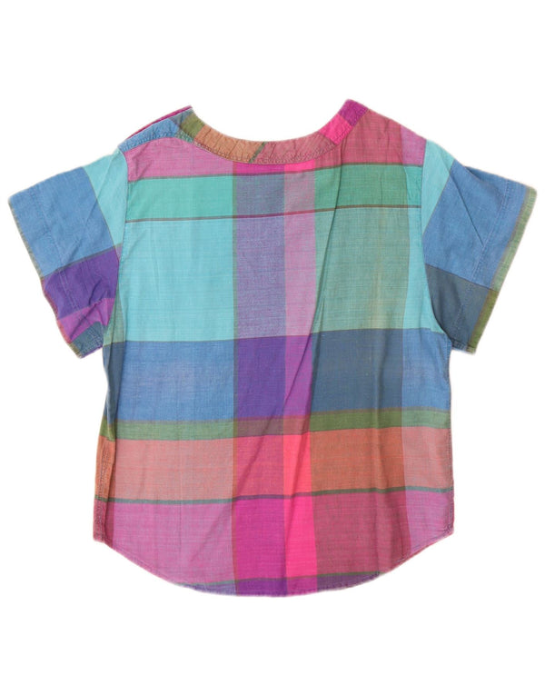 Express Damebluse Top UK 14 Medium Flerfarvet ternet bomuld