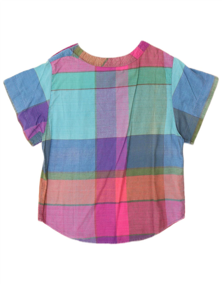 Express Damebluse Top UK 14 Medium Flerfarvet ternet bomuld