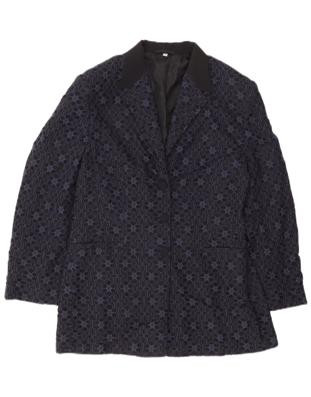 Carol Dame 3-knaps blazerjakke IT 48 XL Navy Blue Floral Polyamid