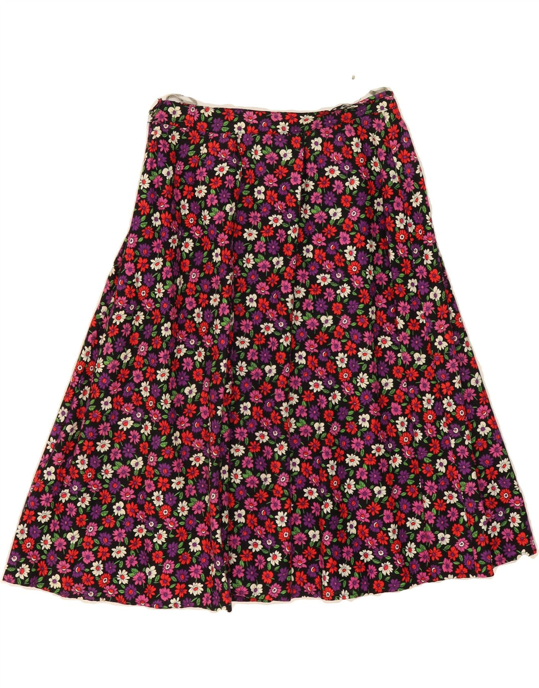 VINTAGE Womens A-Line Skirt EU 38 Medium W28 Multicoloured Floral Cotton Vintage Vintage and Second-Hand Vintage from Messina Hembry 