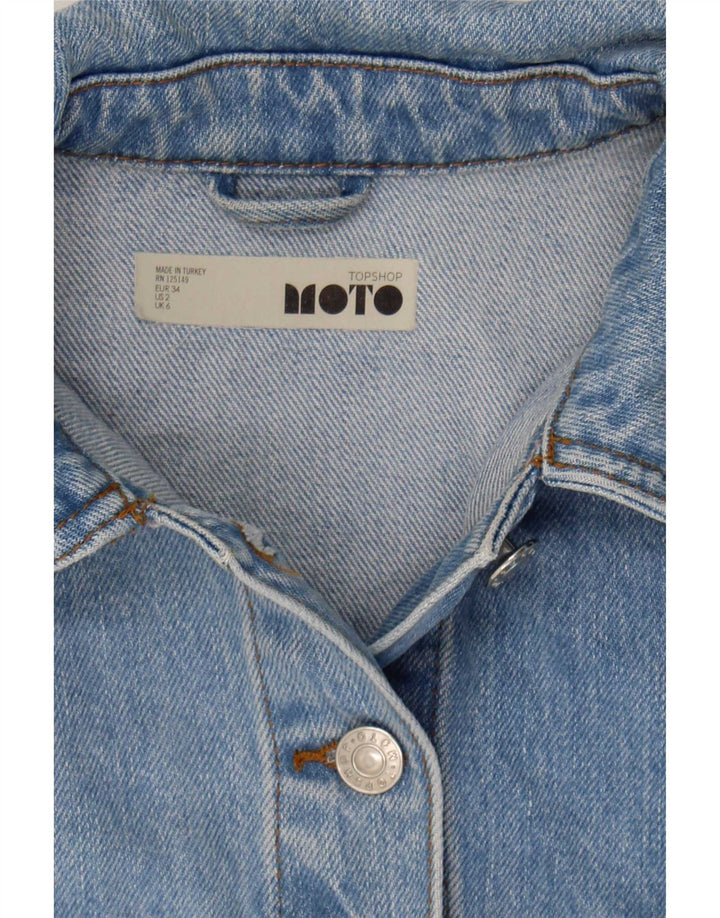 Topshop Womens Crop Oversized denimjakke UK 6 XS Blue Cotton