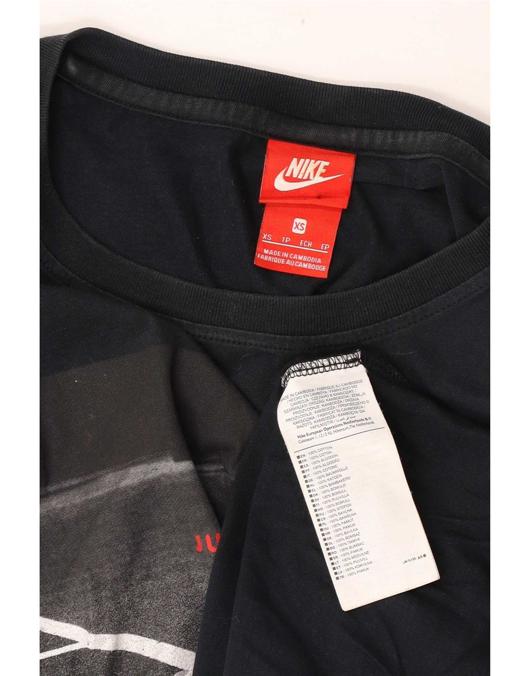 Nike grafisk T-shirt top XS marineblå bomuld til mænd