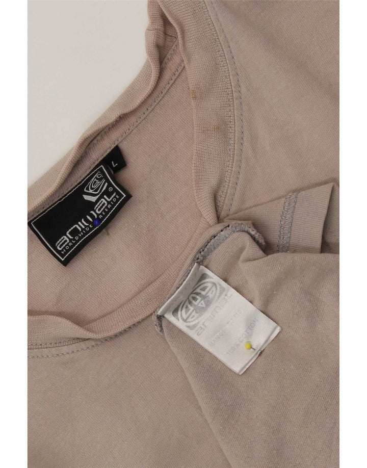 Animal Herre Grafisk T-Shirt Top Stor Beige Bomuld