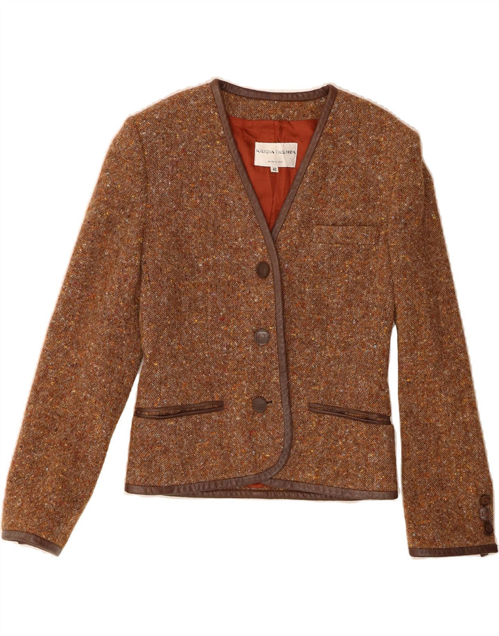 KRIZIA Womens 3 Button Blazer Jacket IT 42 Medium Brown Flecked Vintage Krizia and Second-Hand Krizia from Messina Hembry 