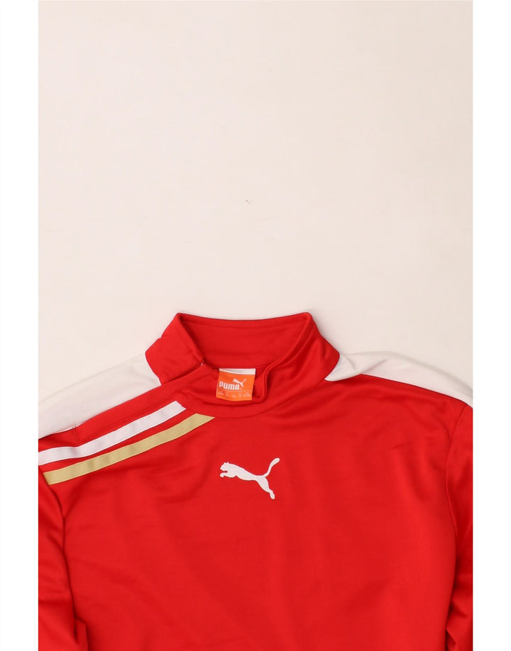 PUMA Boys Zip Neck Pullover Tracksuit Top 15-16 Years Red Colourblock Vintage Puma and Second-Hand Puma from Messina Hembry 