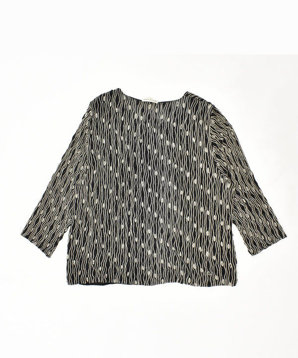 RICAMATO A MANA Dame Cardigan Top IT 53 2XL Sort Geometrisk Vintage