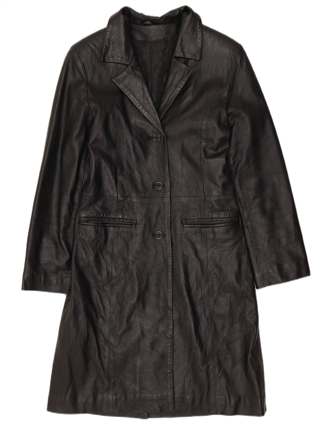 Vintage læderfrakke til kvinder IT 40 Lille sort læder