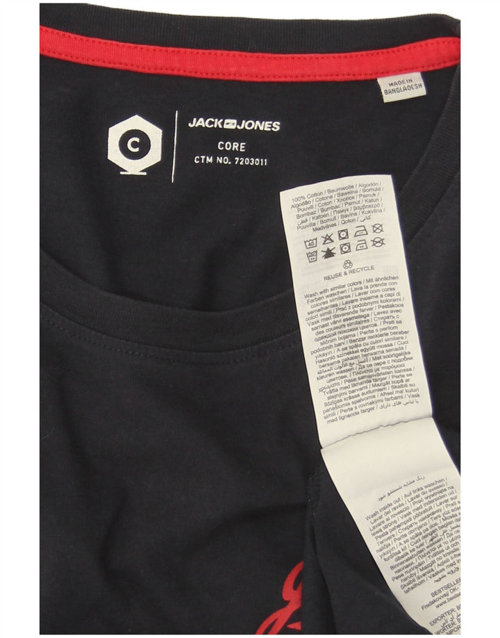 Jack & Jones Herre grafisk T-shirt Top Medium Marineblå Bomuld