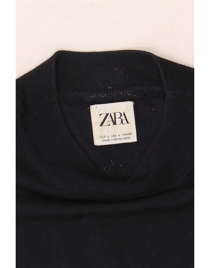 Zara Herre T-Shirt Top Stor Marineblå