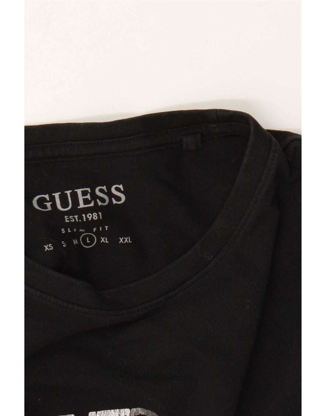 Guess Herre Slim Fit Grafisk T-Shirt Top Stor Sort