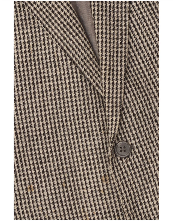 Vintage blazerjakke til mænd med 2 knapper UK 40 Large Grey Houndstooth Uld