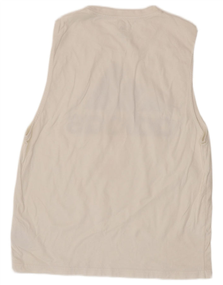 Adidas Kvinder Grafisk Vest Top UK 16 Stor Hvid Bomuld