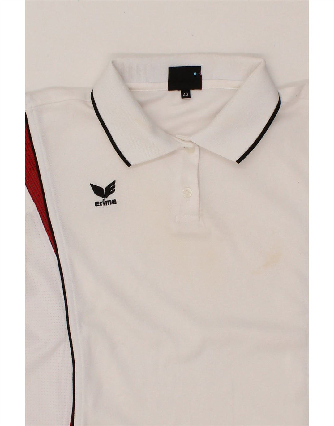 ERIMA Womens Polo Shirt EU 40 Medium White Colourblock Polyester Vintage Erima and Second-Hand Erima from Messina Hembry 