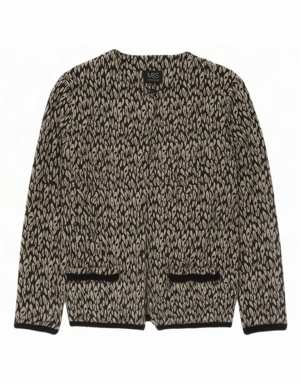 Marks & Spencer Womens Open Blazer Jacket UK 8 Small Black Animal Print