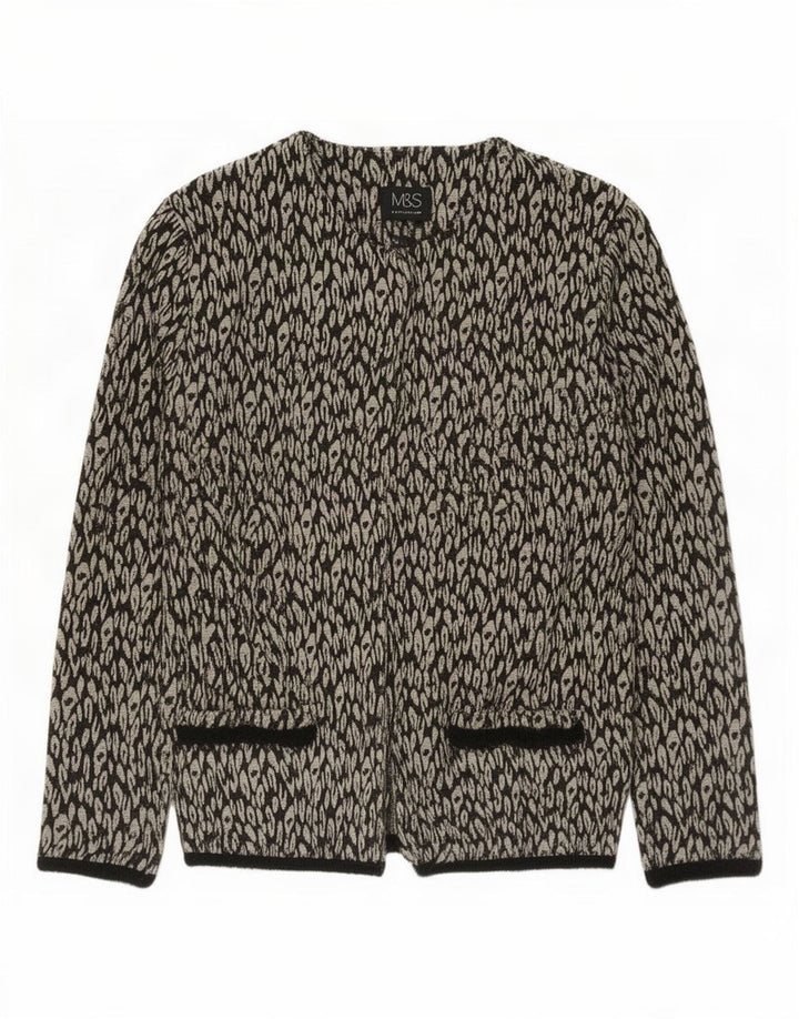 Marks & Spencer Womens Open Blazer Jacket UK 8 Small Black Animal Print