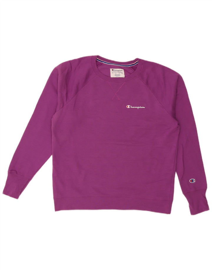 Champion Dame Grafisk Sweatshirt Jumper UK 16 Large Purple Polyester