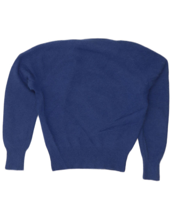 Luisa Spagnoli Womens Crop Boat Neck Jumper Sweater UK 12 Medium Blue