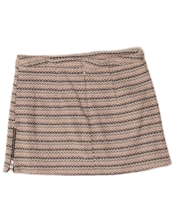 Topshop Womens Mini Skirt UK 12 Medium W30 White Striped Cotton
