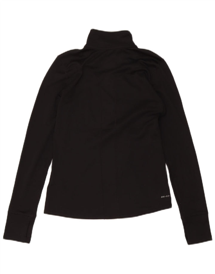 Nike Dame Dri Fit Pullover med lynlås-hals Træningsdragt Top UK 10 Lille Sort