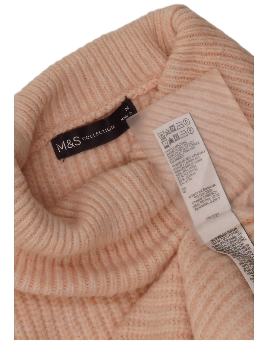 Marks & Spencer Dame Oversized Roll Neck sweater UK 14 Medium Pink