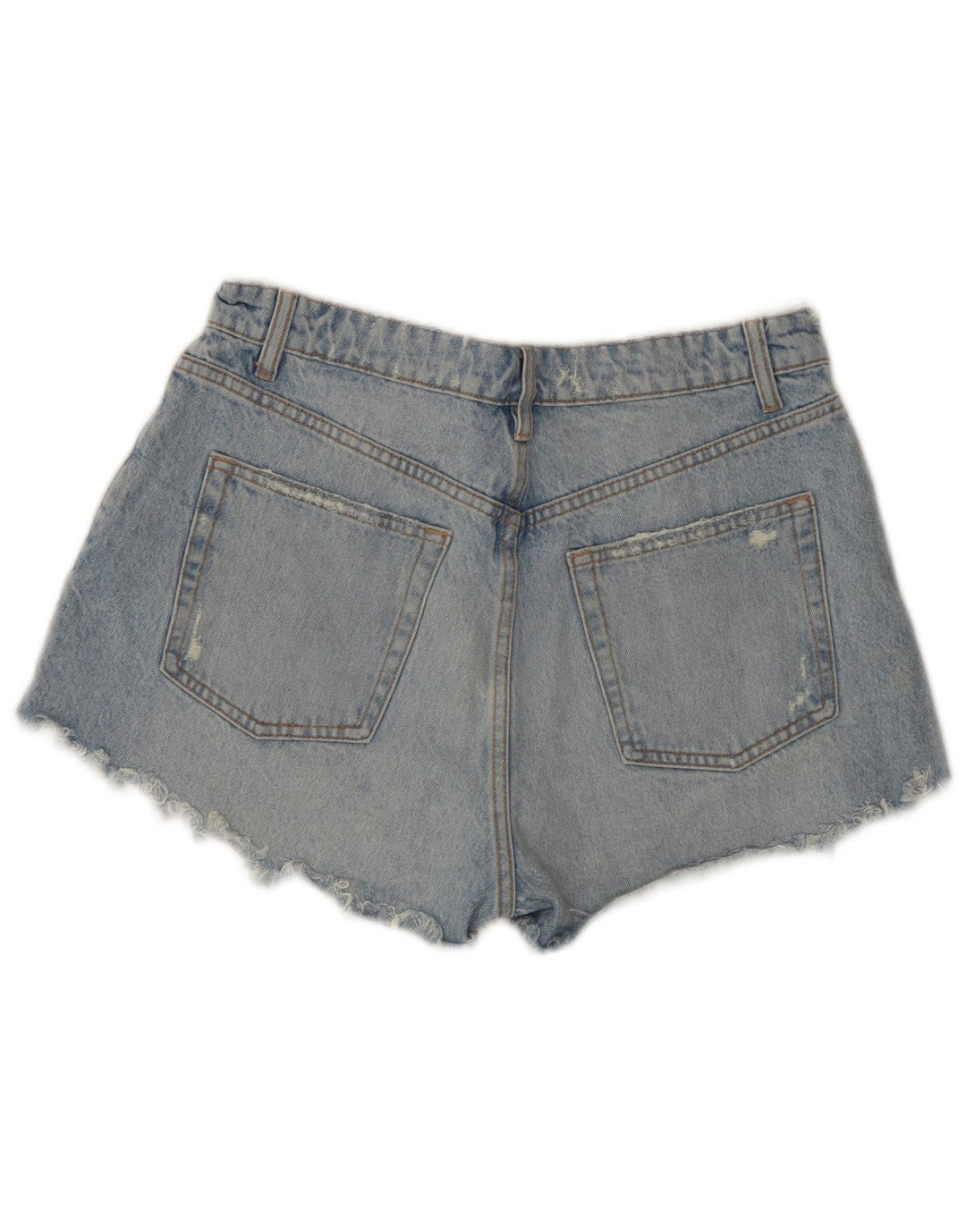 Zara Womens Distressed Denim Shorts EU 42 Large W32 Blue Cotton