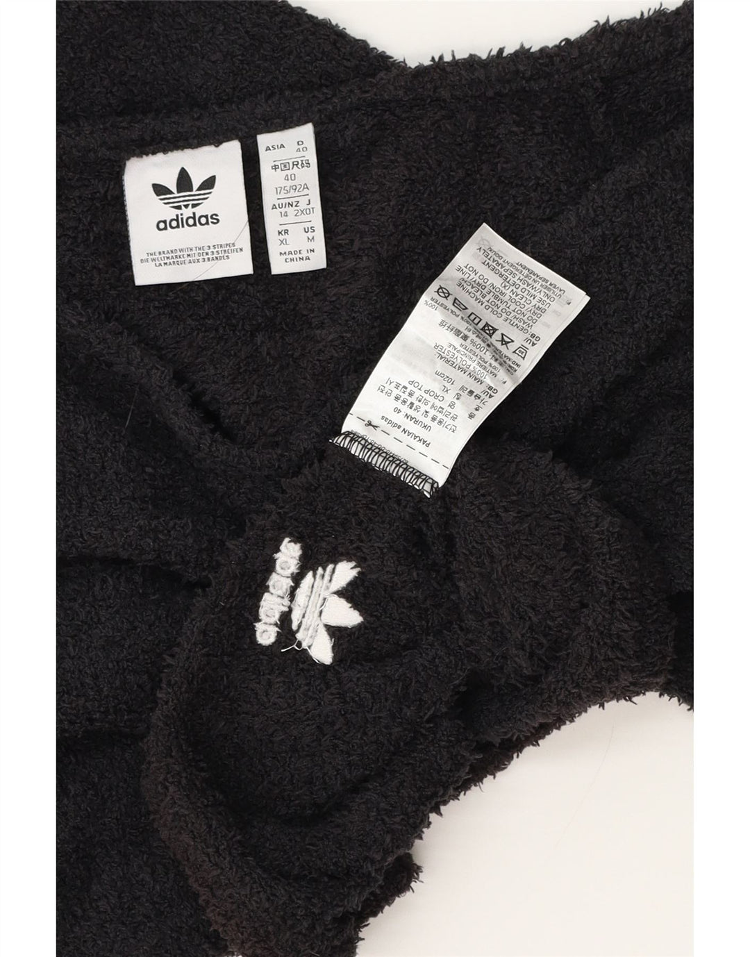 Adidas Dame Crop Fleece Off Shoulder Top UK 12 Medium Sort Polyester